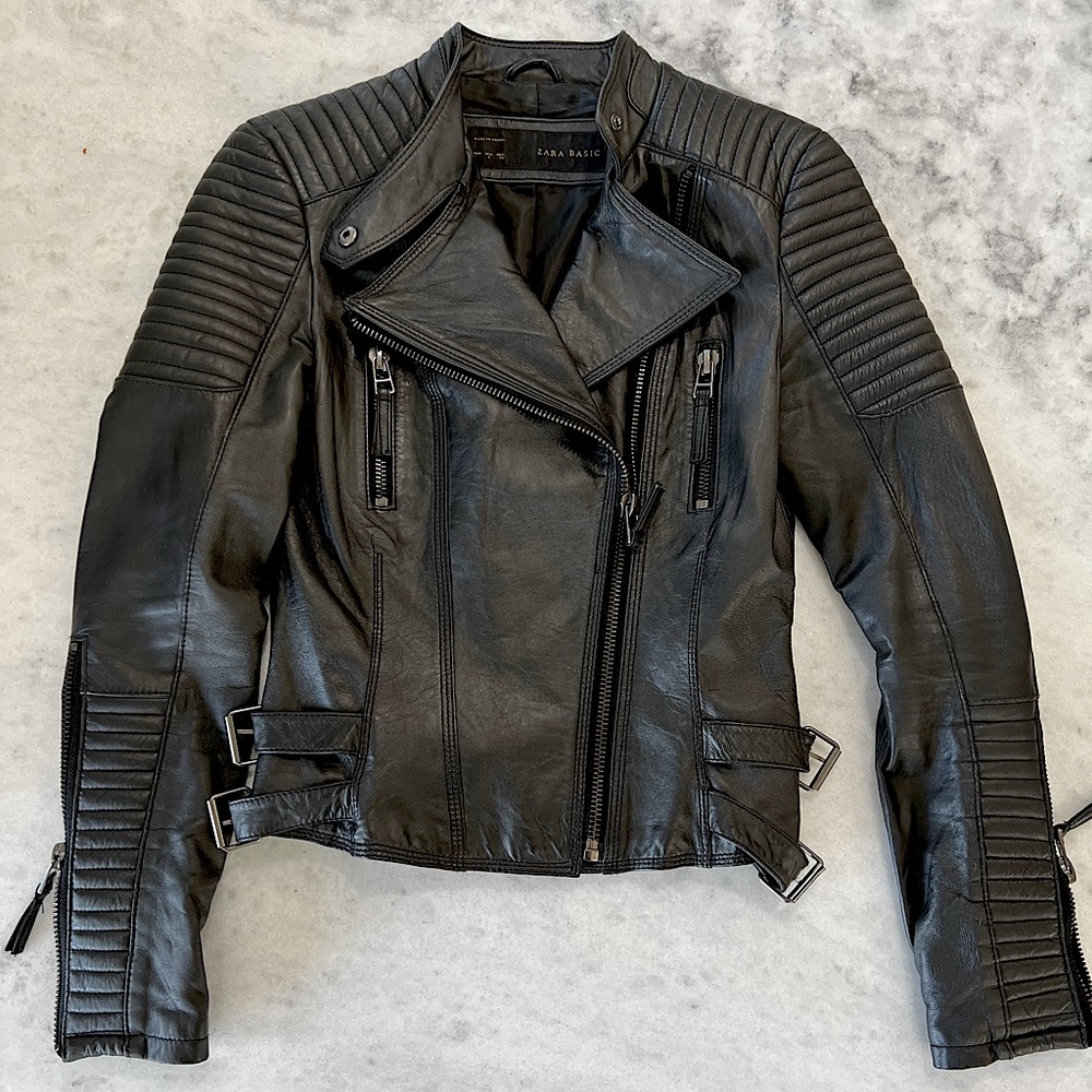 Zara Basics Leather Moto Jacket
